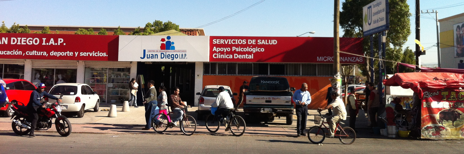 Parte de la fachada del Centro Comunitario Juan Diego en Valle de Chalco en el Estado de México