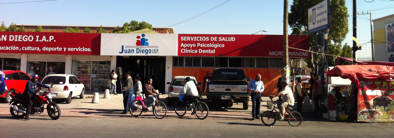 Parte de la fachada del Centro Comunitario Juan Diego en Valle de Chalco en el Estado de México